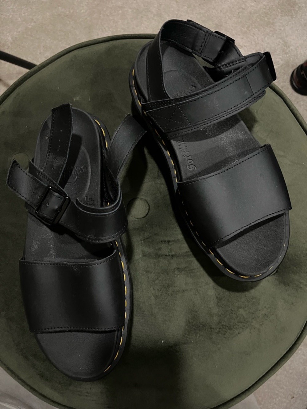 Dr. Martens Black Leather Triple-Strap Sandals